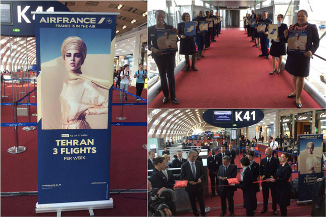 تصویری از افتتاح خط پروازی پاریس - تهران