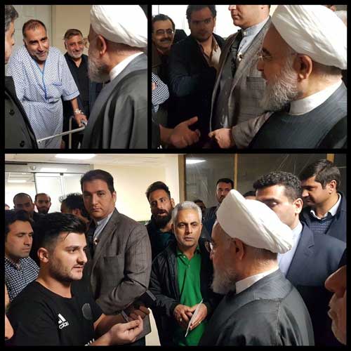 حاشیه عیادت روحانی از رئیس بنیاد شهید