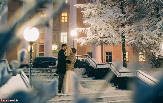 عروس در دمای منفی 40 بله گفت +عکس